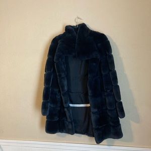 Yves Salomon fur coat deep navy